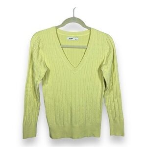 MEDIUM OLD NAVY PASTEL YELLOW SWEATER V NECK LONG SLEEVE